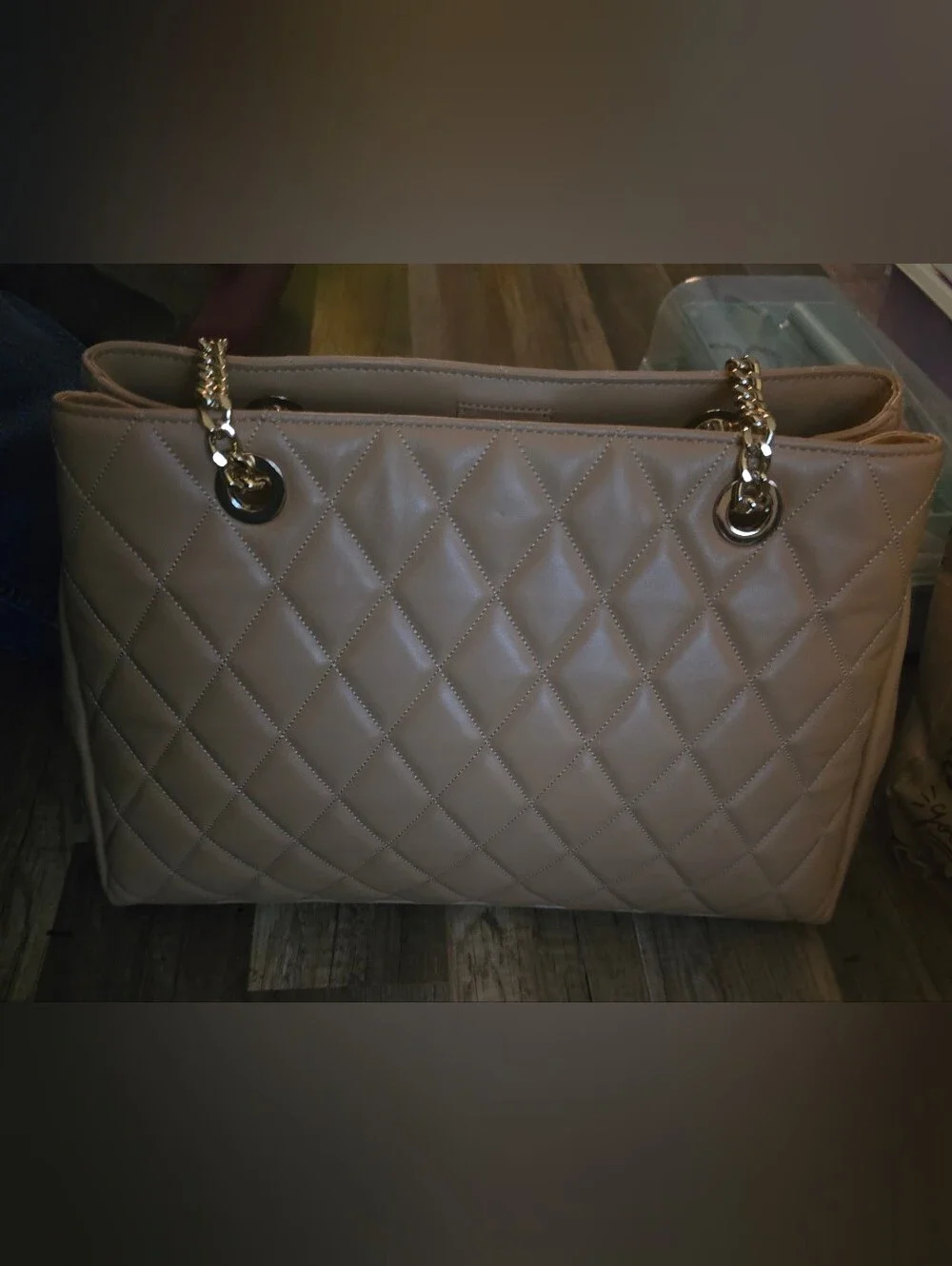 kate spade Quilted Leather Chain-Handle Shoulder Bag - Cream Beige